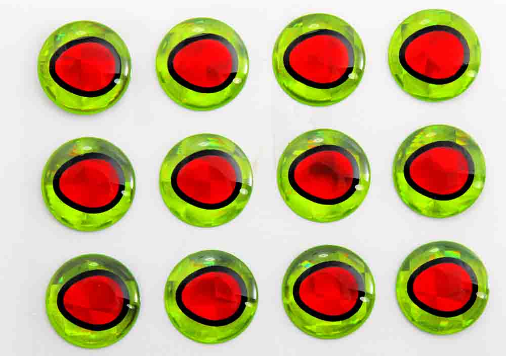 3D Epoxy Eyes - Chartreuse/Red pupil