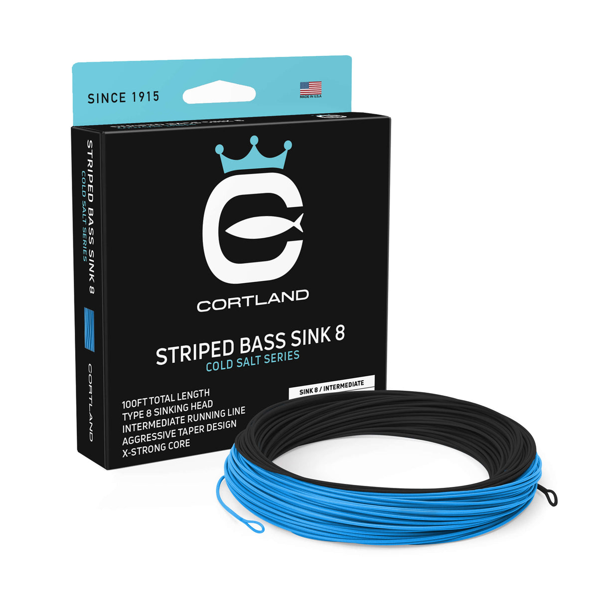 Cortland Striped Bass Sink 8 – Type 8 sinking head, black / ice blue; representative family image