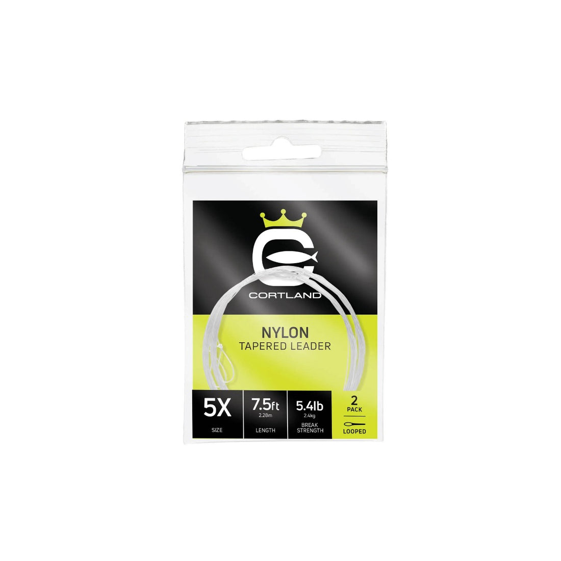 Cortland Nylon Tapered Leader - 2 Pack - Clear 12 FT Looped