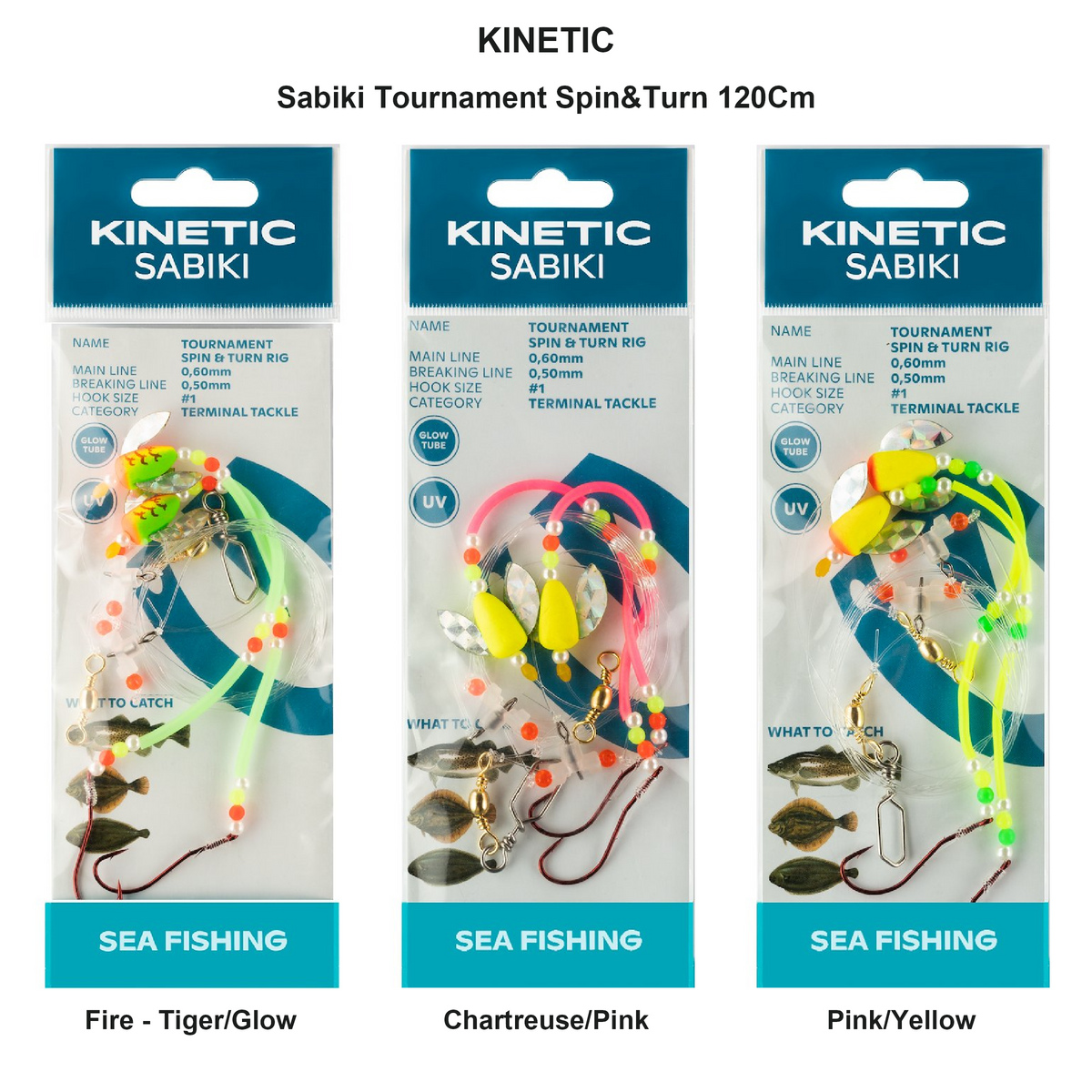 Farveoversigt – Kinetic Sabiki Tournament Spin&Turn 120Cm