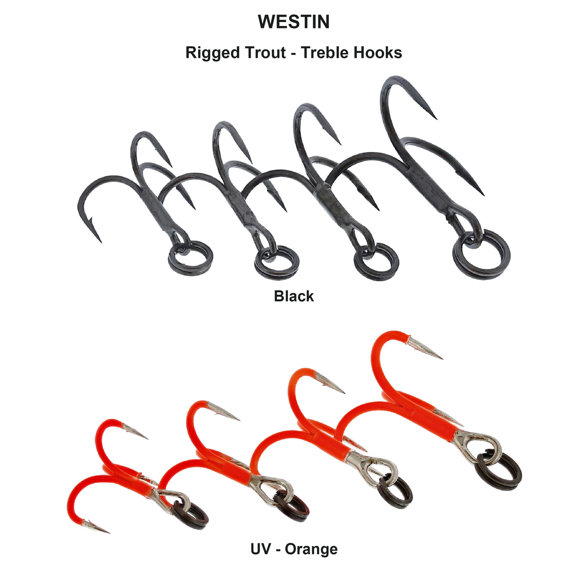 Farveoversigt – Rigged Trout - Treble Hooks