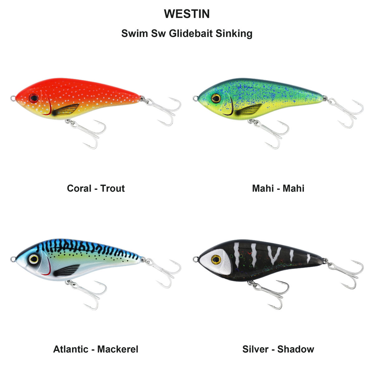 Farveoversigt – Swim Sw Glidebait Sinking