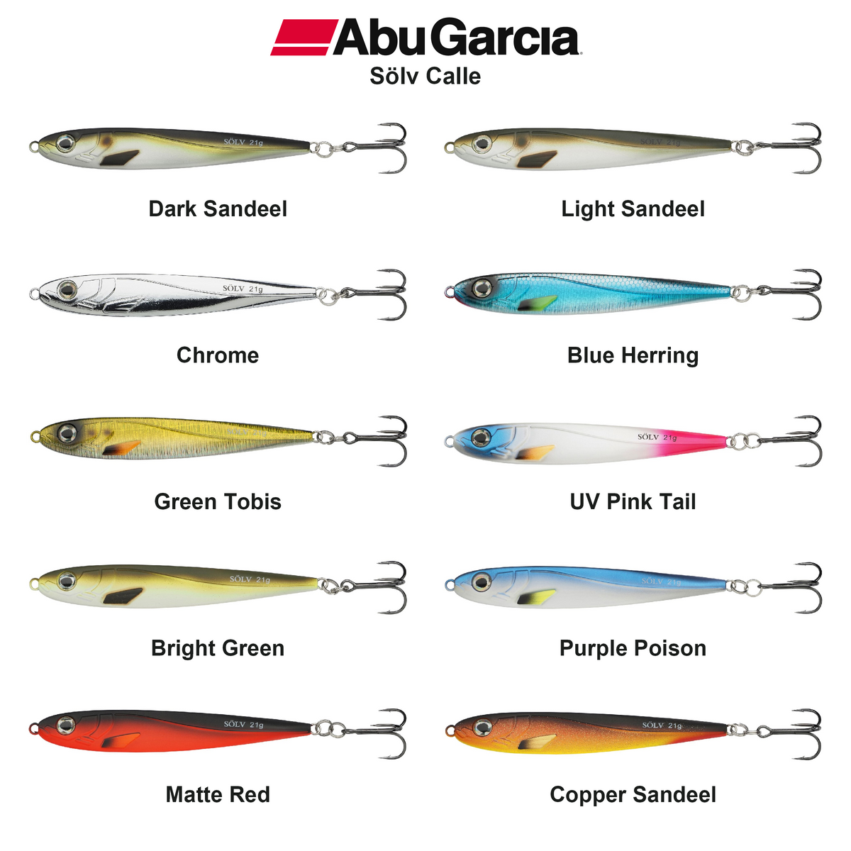 Farveoversigt – Abu Garcia Sölv Calle