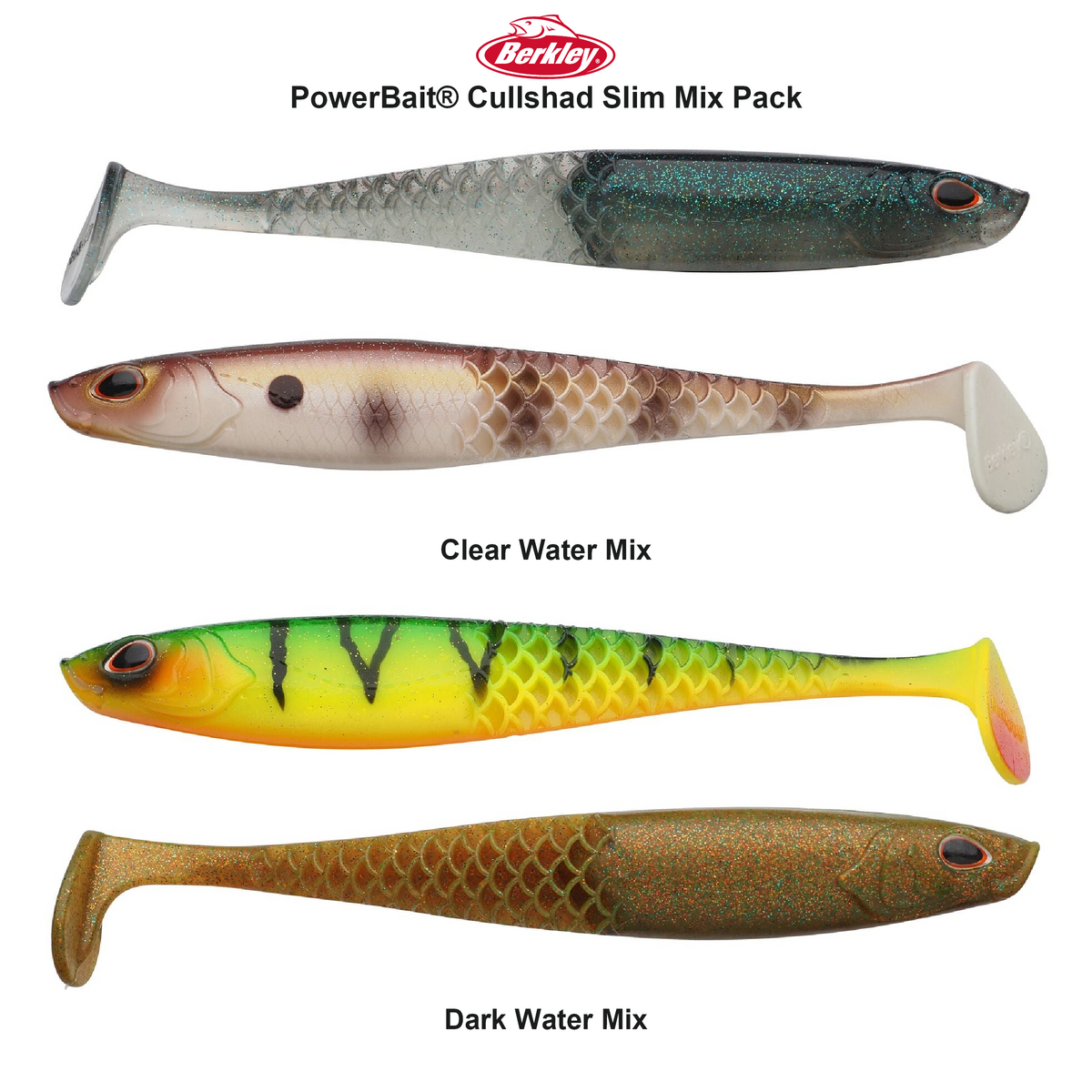 Farveoversigt – Berkley PowerBait® Cullshad Slim Mix Pack