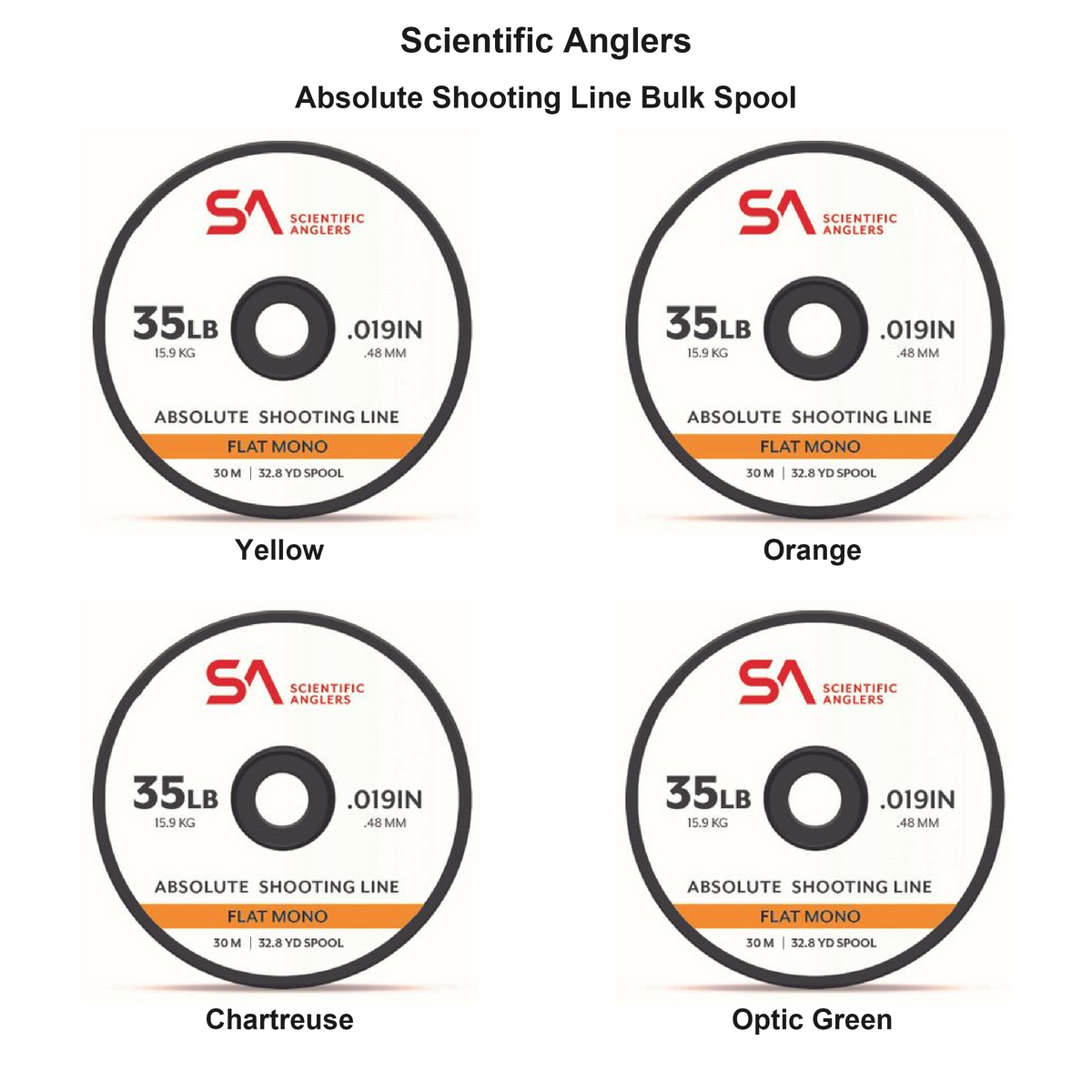 Farveoversigt – Scientific Anglers Absolute Shooting Line Bulk Spool
