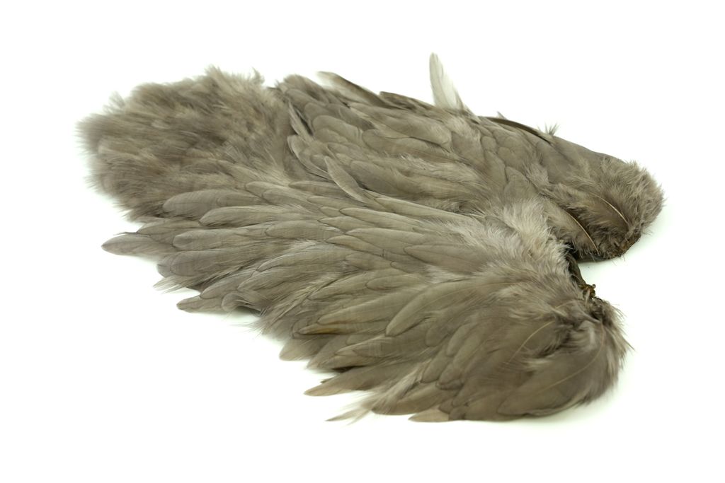 Whiting Rooster Softhackle W Chickabou SH/C - White dyed Dark Dun