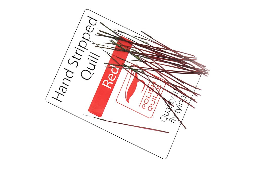 Hand Stripped Peacock Quill - Red