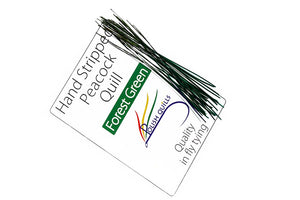Hand Stripped Peacock Quill - Forest Green