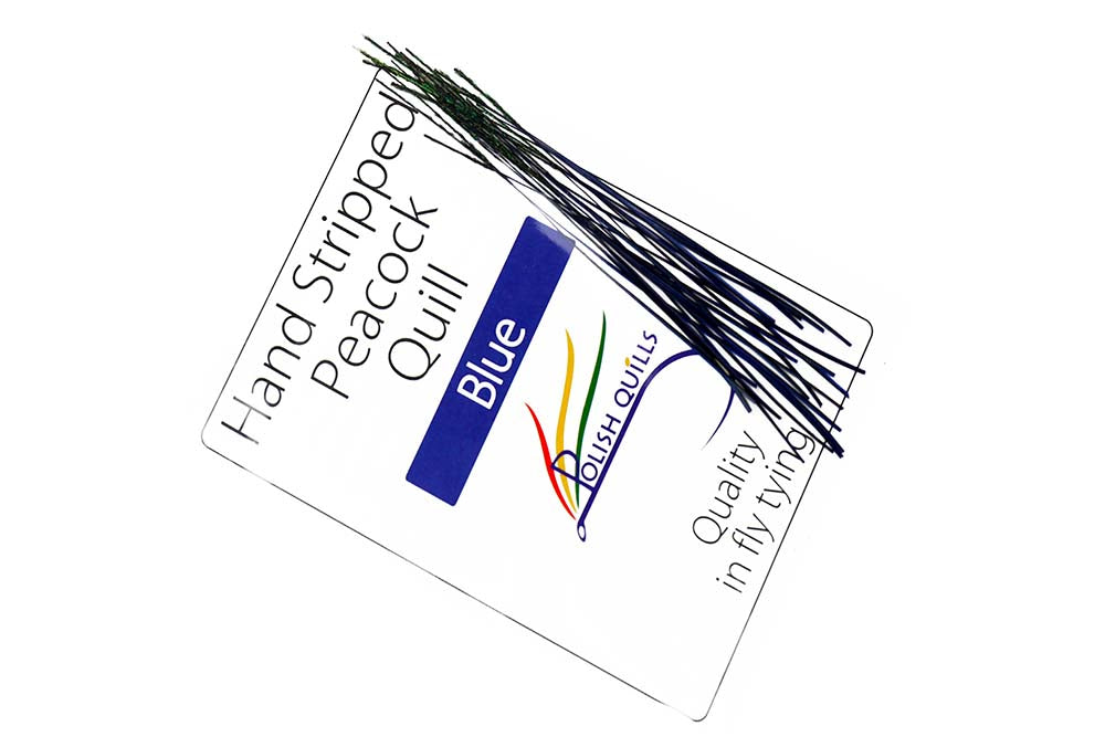 Hand Stripped Peacock Quill - Blue