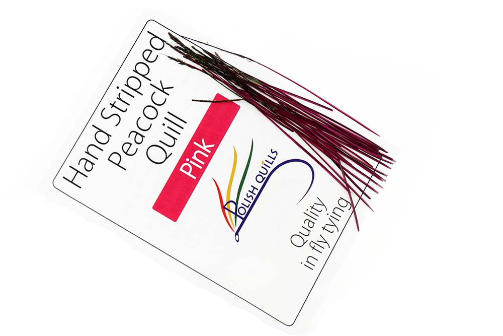 Hand Stripped Peacock Quill - Pink