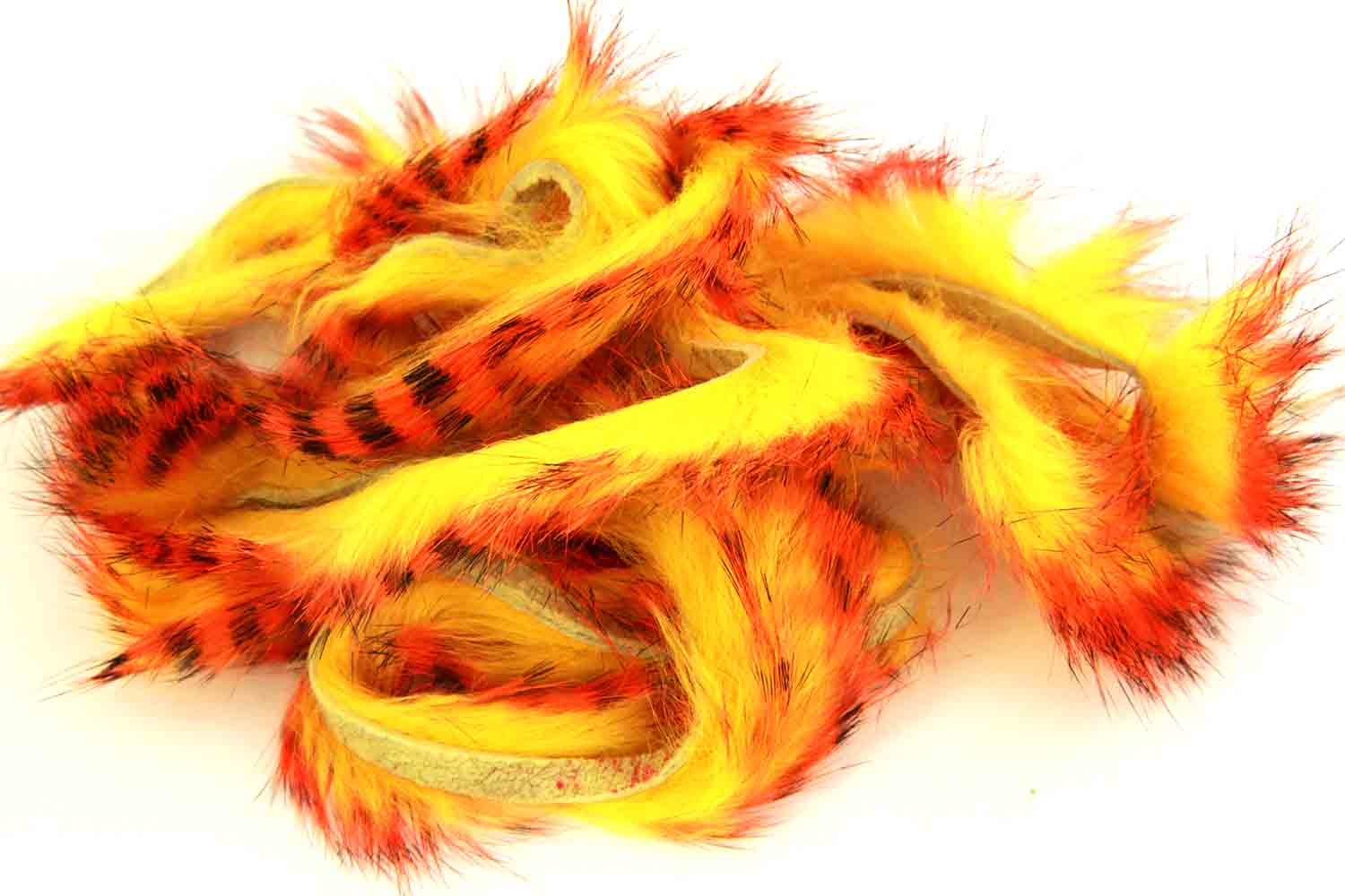 Tiger barred Rabbit Strips - Orange/ Black over Fl. Yellow Chartreuse