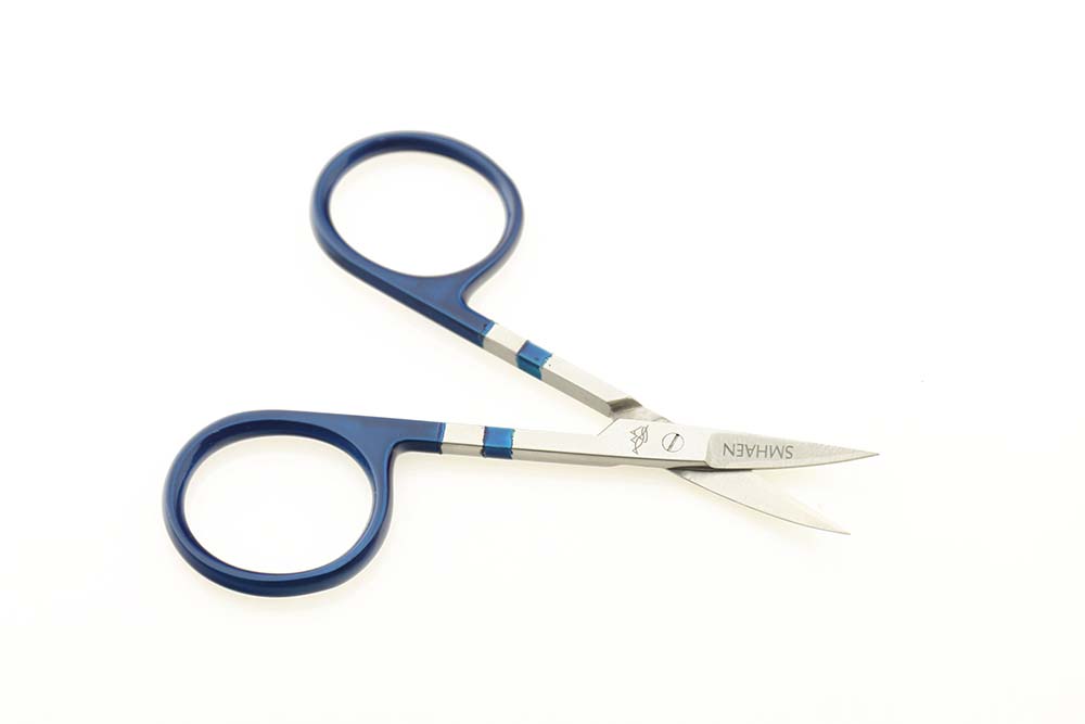 Scissor Curved 4" tungsten carbide fine blade Blue 