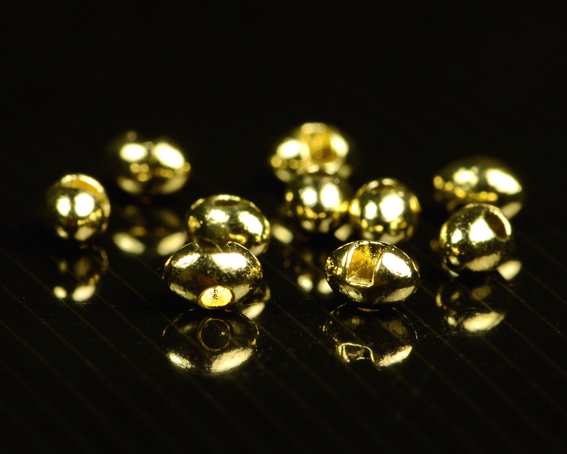 Spawn Slotted Tungsten Football Beads - 7.5 mm - Gold