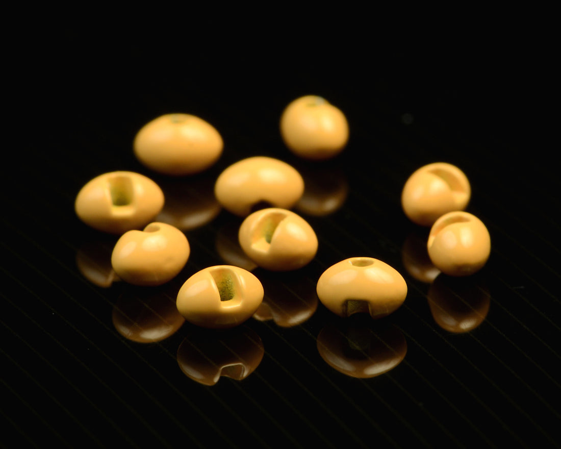 Spawn Slotted Tungsten Football Beads - 7.5 mm - Shrimp Peach