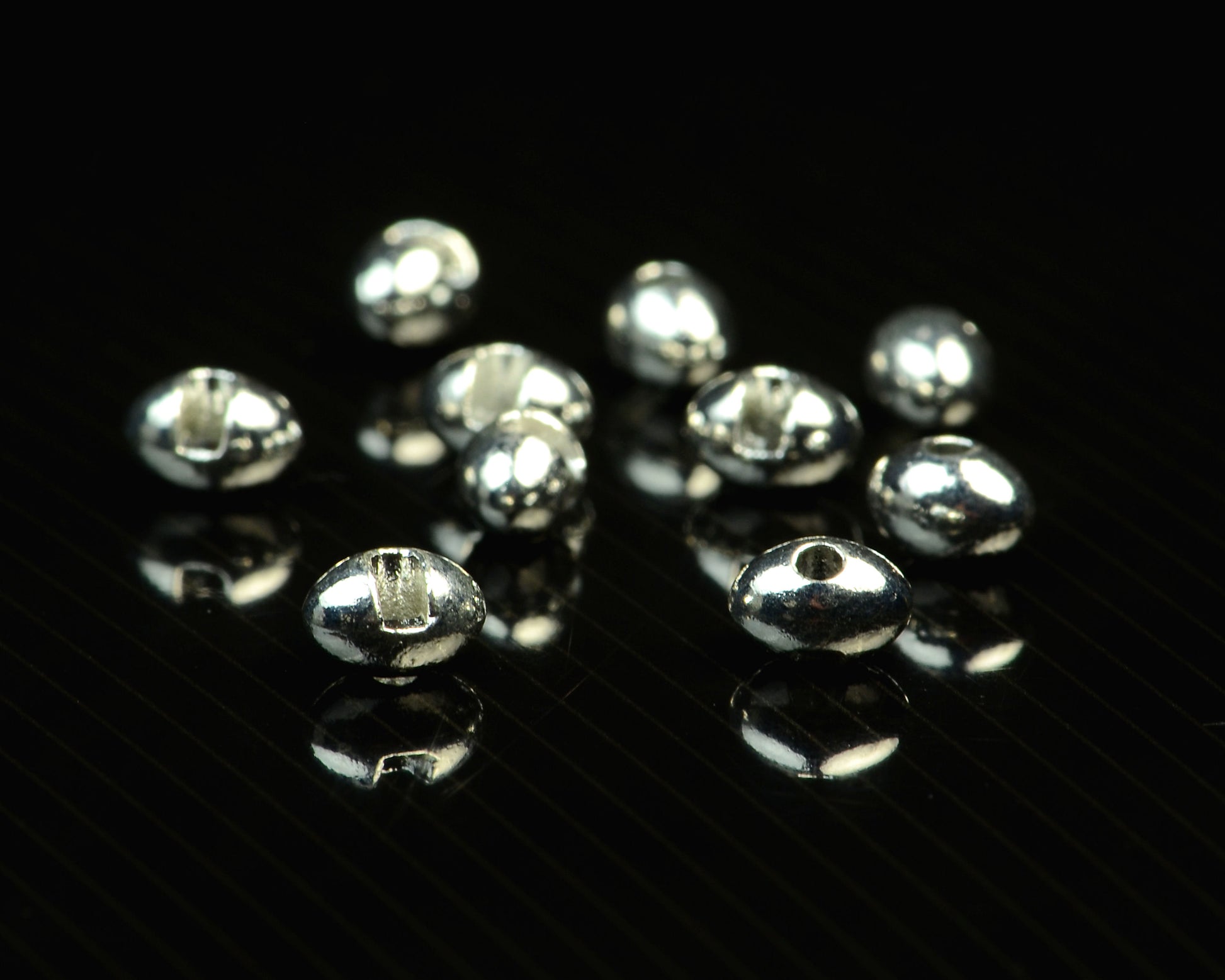 Spawn Slotted Tungsten Football Beads - 5.5 mm - Silver