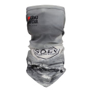 Abu Garcia Sölv Neckwarmer with a grey pattern and logos.