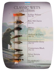 Shakespeare Sigma Fly Classic Wets. The supplier sheet specifies Dunkeld J/C in size 10; the packaging photograph shows size 12. Product illustration.
